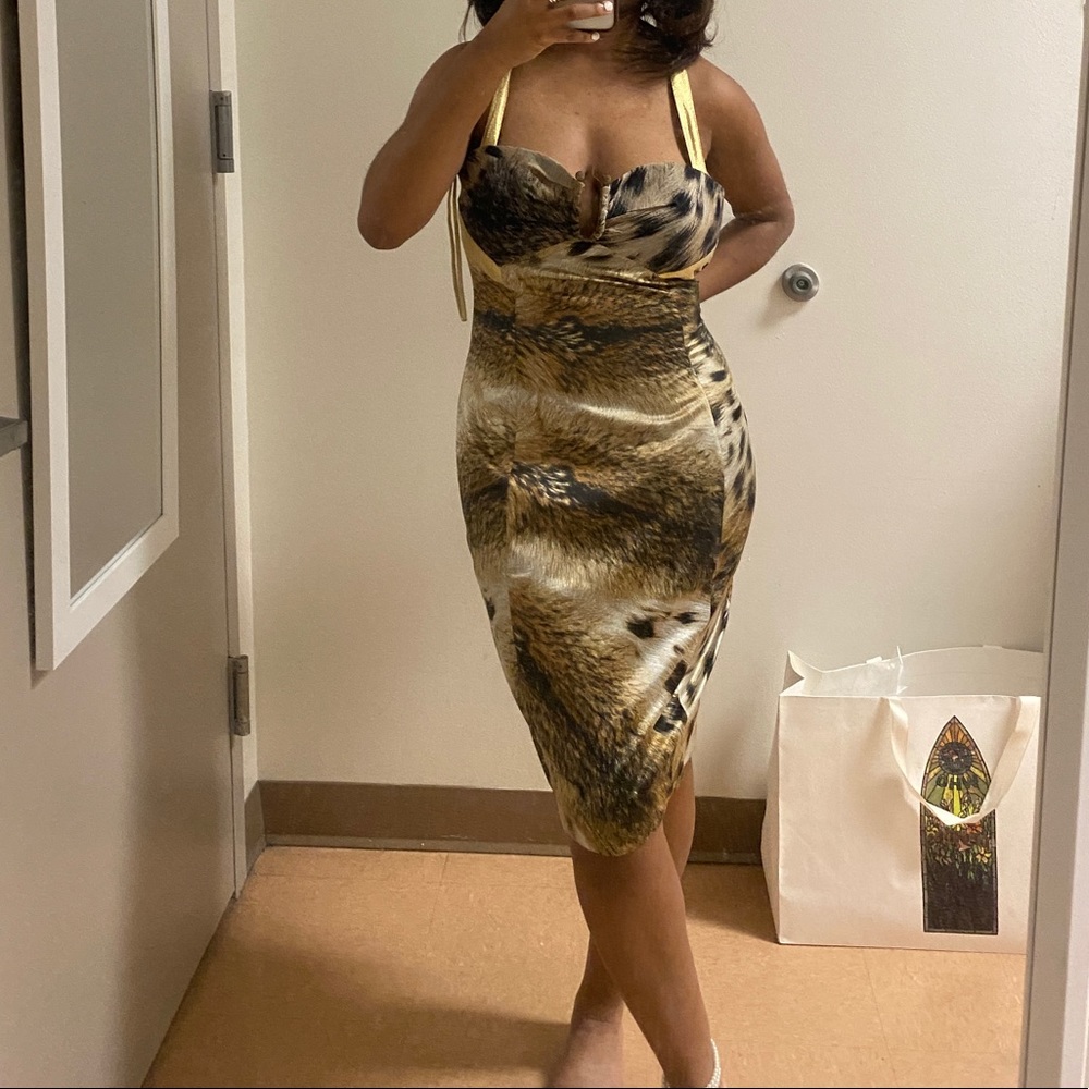 Just Cavalli Animal Print satin midi dress - Picture 3 of 8